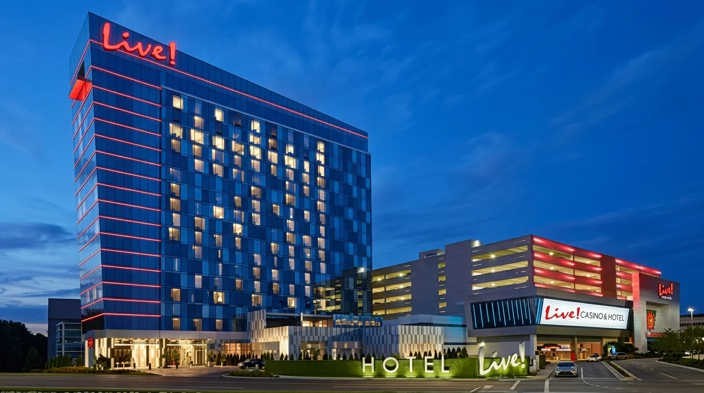 Live Casino Hotel Maryland facade linear lighting
